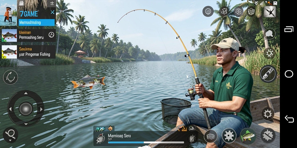 Gameplay 7GAME menampilkan pengalaman memancing yang memikat.