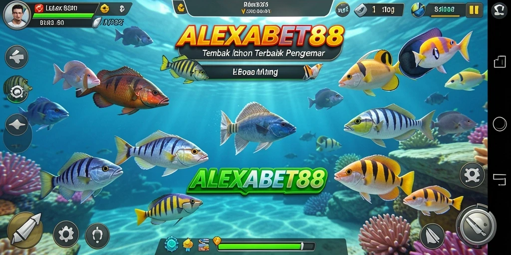 Tampilan gameplay ALEXABET88 dengan aksi menembak ikan yang mendebarkan.