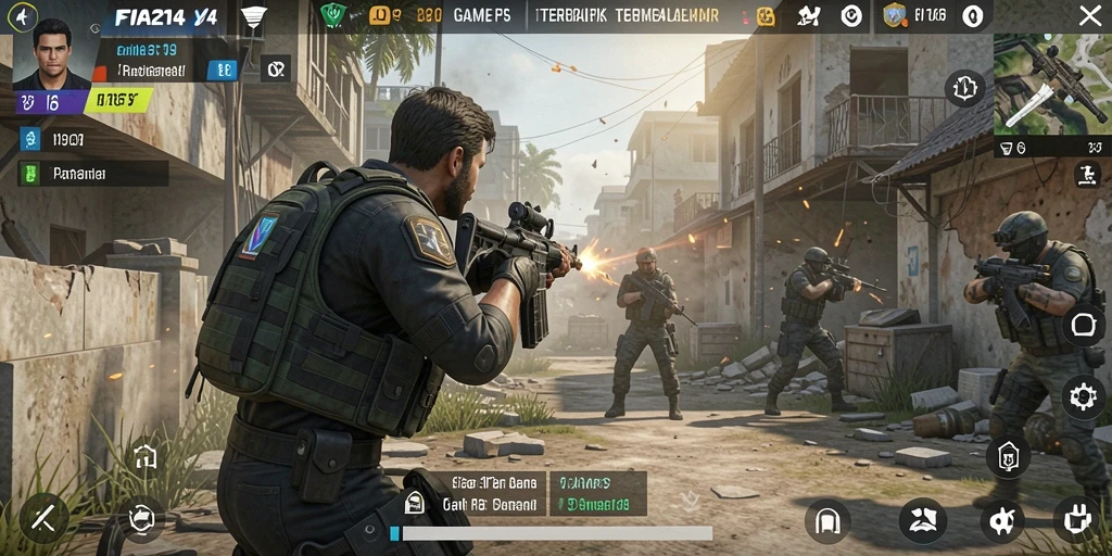 Tangkapan layar gameplay FIFA234 menampilkan aksi pertempuran seru.