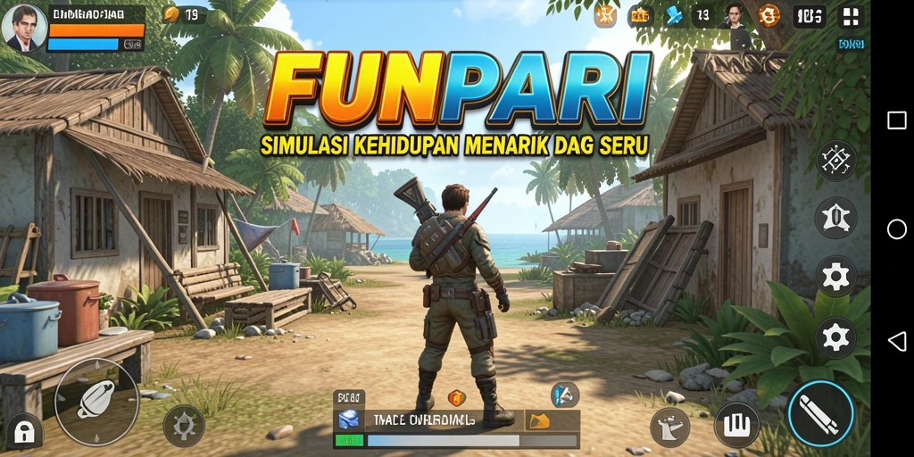 Tangkapan layar FUNPARI menampilkan interaksi gameplay yang seru dan realistis.