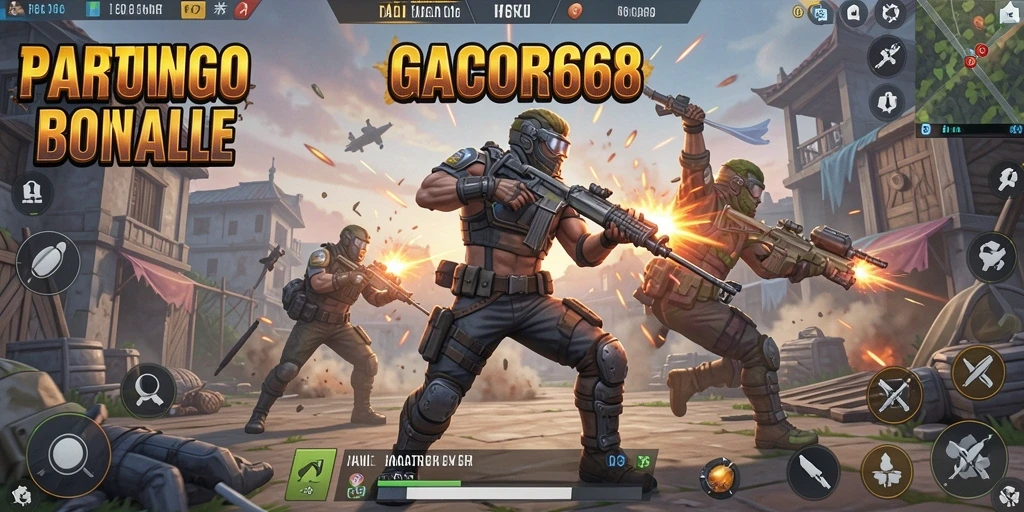 Tampilan seru gameplay GACOR668 dalam pertarungan Battle Royale.