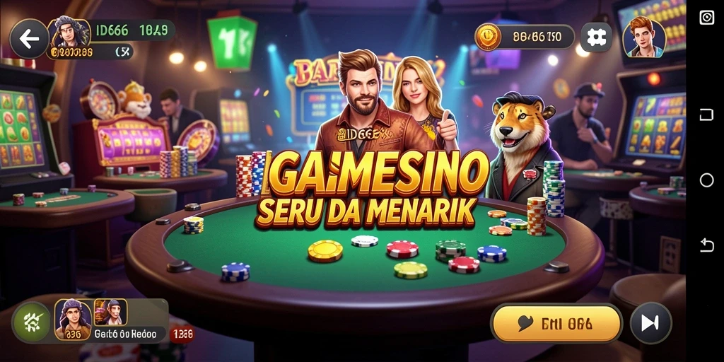 Screenshot gameplay ID66 dengan suasana kasino yang nyata.
