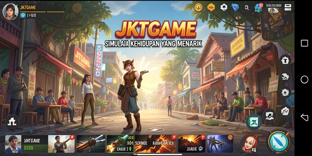 Tampilan gameplay JKTGAME menunjukkan interaksi dan simulasi kehidupan.