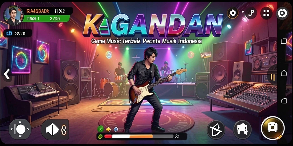 Tampilan gameplay KAGANDAN yang menarik dengan berbagai lagu.