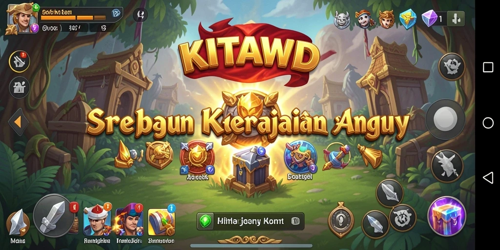 Tangkapan layar game KITAWD menampilkan pertempuran strategis di dalam kerajaan.