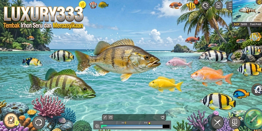 Gameplay seru dengan aksi menembak ikan di bawah laut.