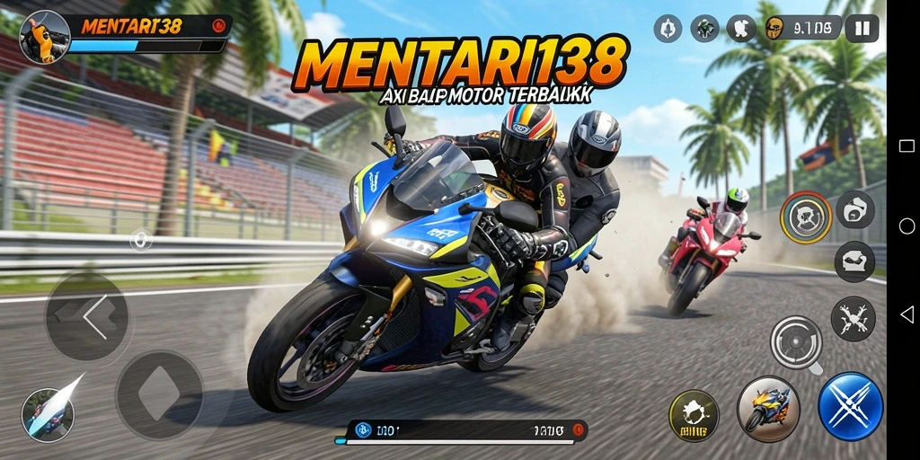 Gameplay balap motor mendebarkan di MENTARI138 dengan lintasan menantang.