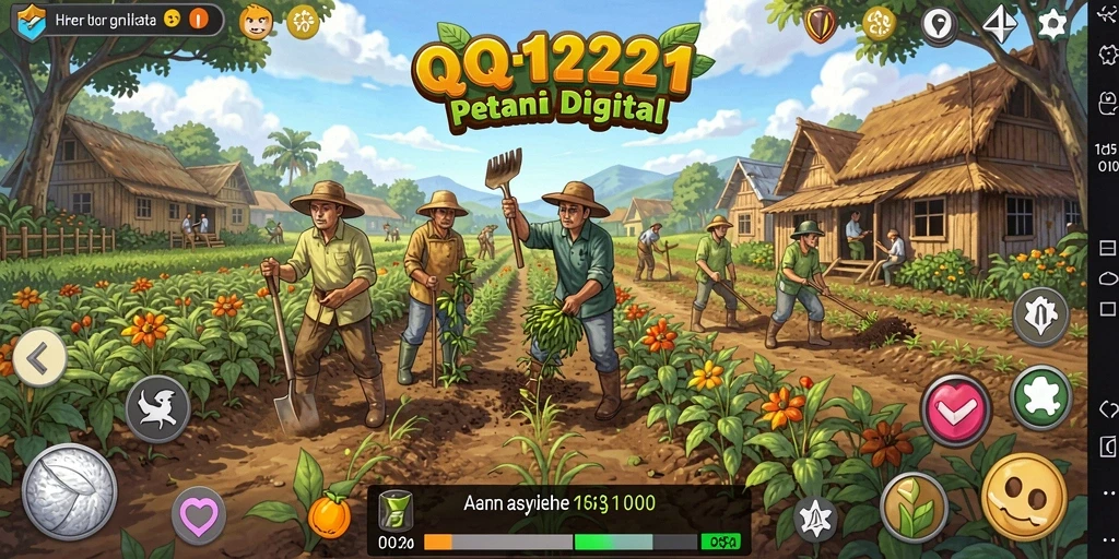Screenshot gameplay QQ1221 menampilkan aktivitas pertanian yang menakjubkan.