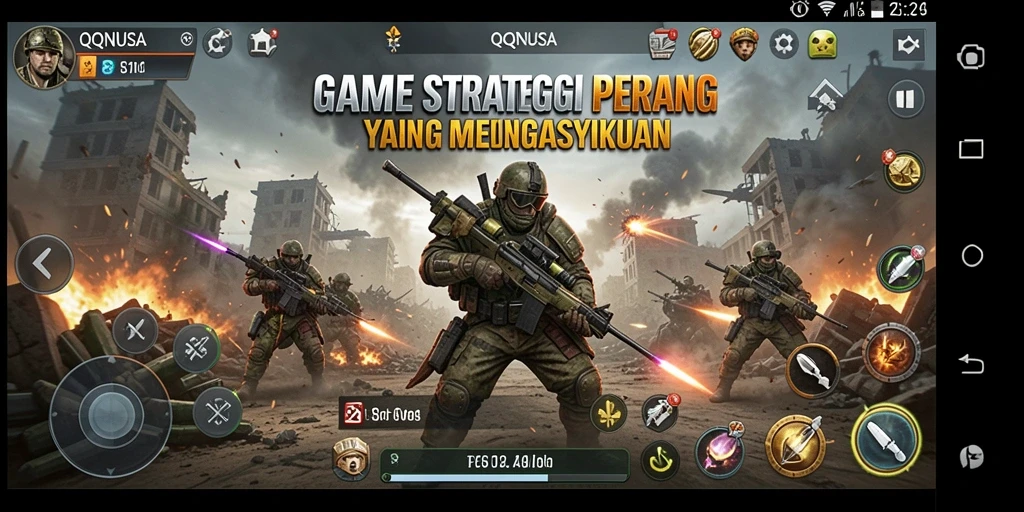 Screenshot gameplay menunjukkan strategi pertempuran yang intens.
