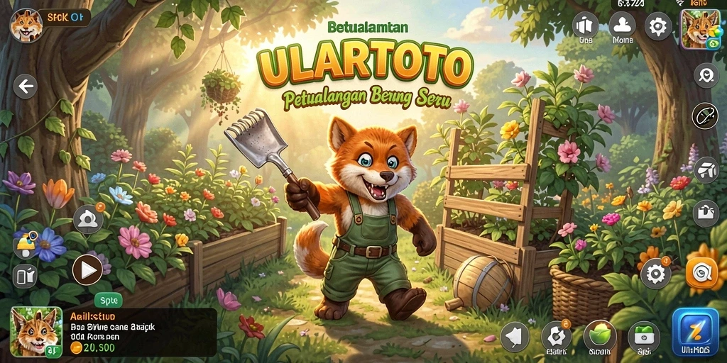 Screenshot ULARTOTO yang menunjukkan tampilan kebun yang indah dan gameplay yang menarik.
