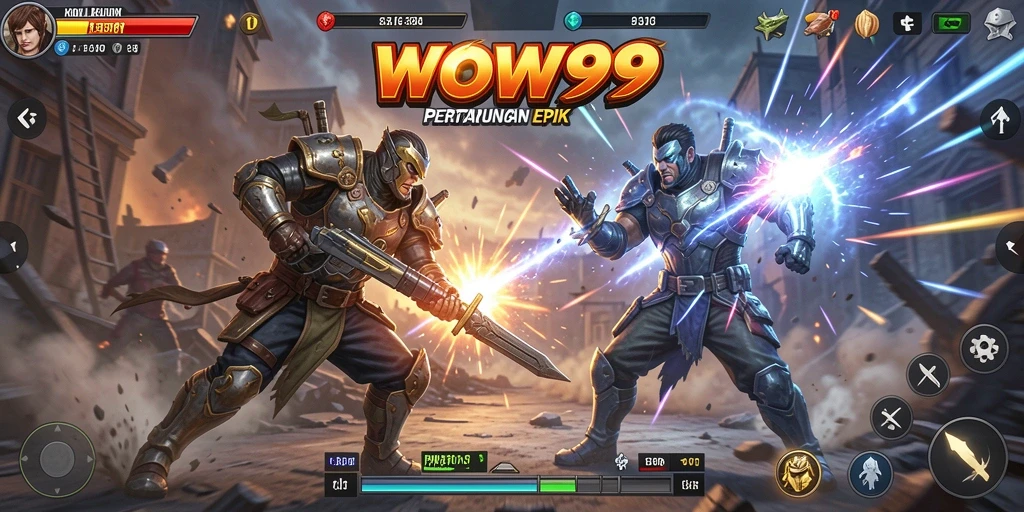Screenshot utama WOW99 menampilkan aksi seru dalam pertarungan.